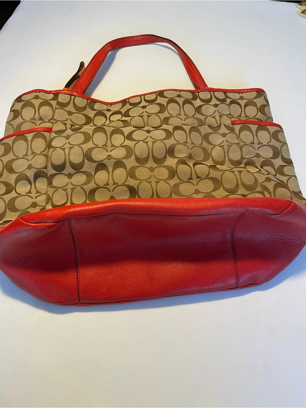 🔥 Coach Signature Jacquard Gallery Tote F23295 Red Leather Y2K